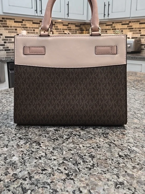 Michael Kors Reagan Signature Brown Medium Satchel - Picture 8 of 14